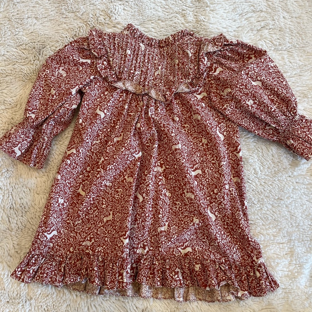 Doen Dress-  Little Isla, prancing Fawn, Cream/Orange